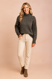 Marta | Sweater med strikket mønster foroven 3