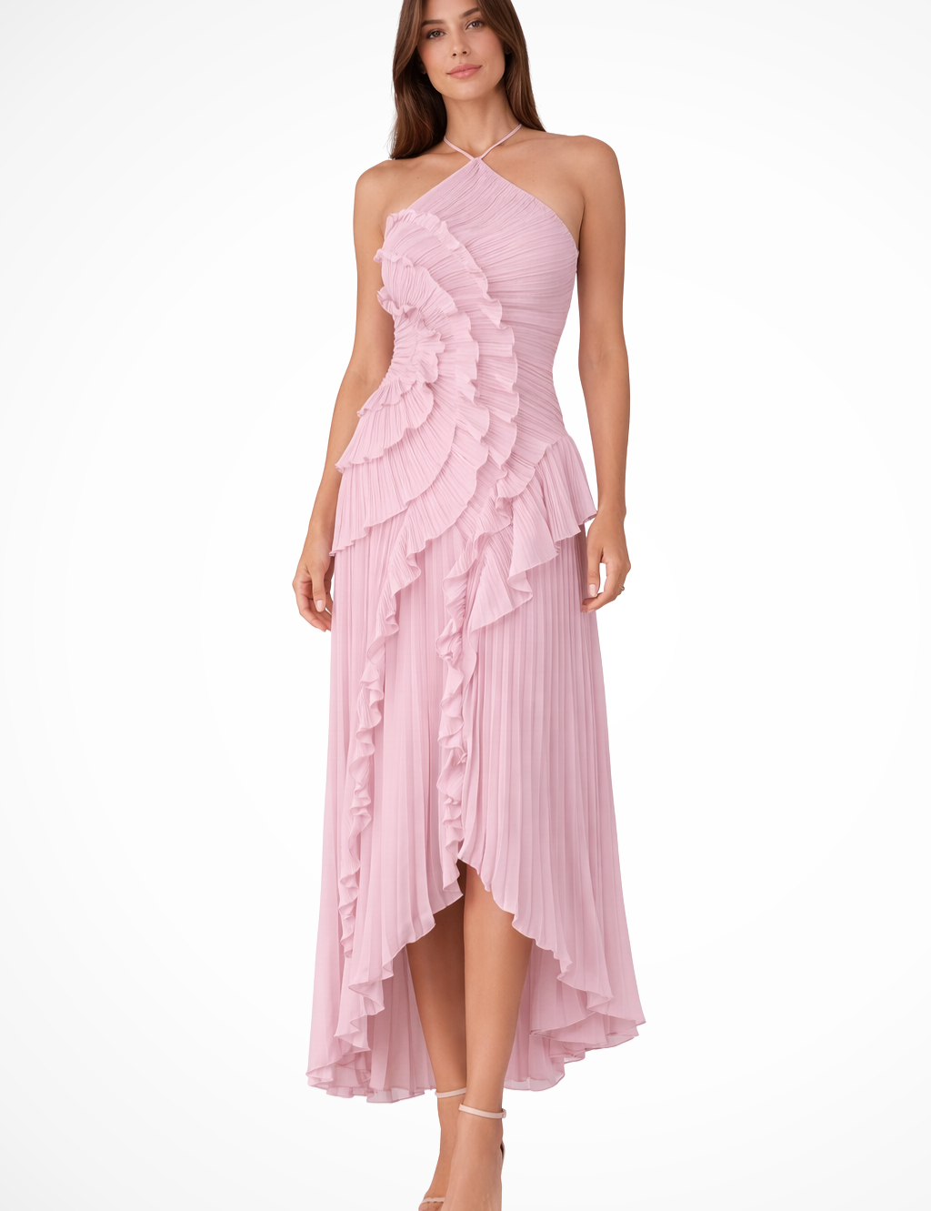 Maxi Kjole - Elegant Ærmeløs Flæse Kjole Maxi Til Sommerselskaber, Asymmetrisk Design, Let Og Luftig 0