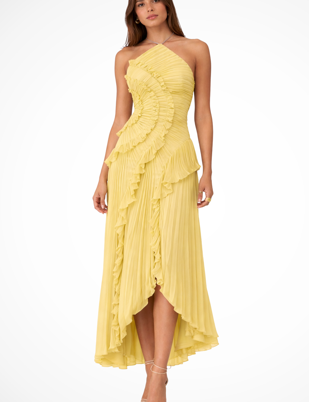 Maxi Kjole - Elegant Ærmeløs Flæse Kjole Maxi Til Sommerselskaber, Asymmetrisk Design, Let Og Luftig 1