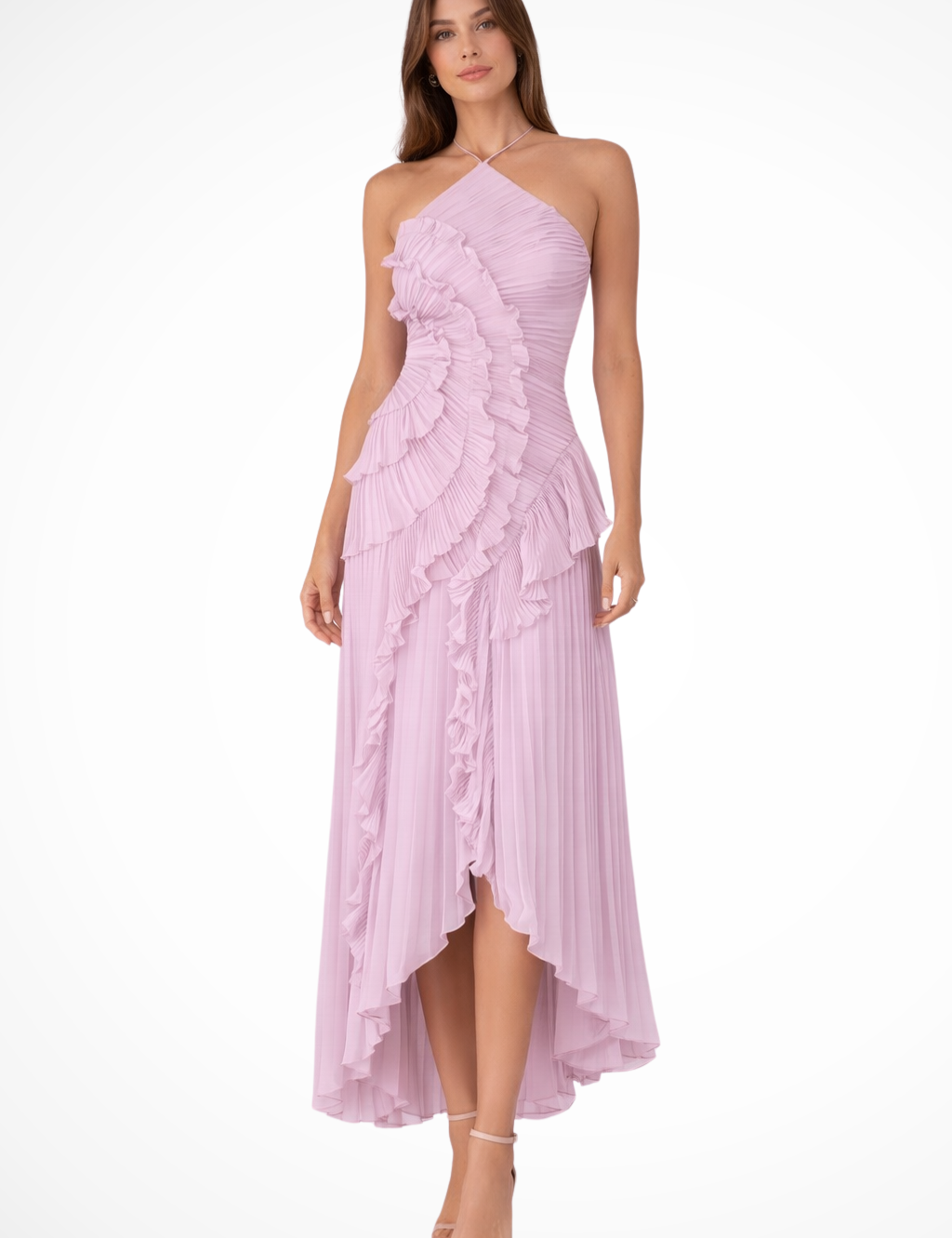 Maxi Kjole - Elegant Ærmeløs Flæse Kjole Maxi Til Sommerselskaber, Asymmetrisk Design, Let Og Luftig 3