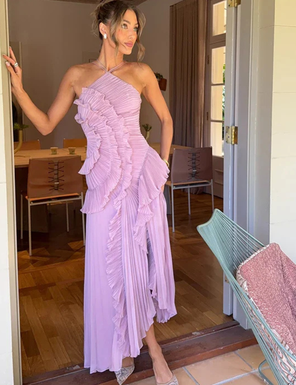 Maxi Kjole - Elegant Ærmeløs Flæse Kjole Maxi Til Sommerselskaber, Asymmetrisk Design, Let Og Luftig 4