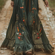 Maxi Kjole Med Lange Ærmer - Boho Floral Maxikjole Til Kvinder, Elegant Sommerkjole, Kjoler Tilbud kvinder 2