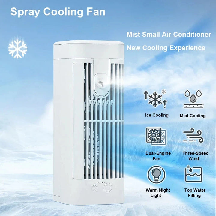 Mini bærbar aircondition-bordventilator med spraykøling 3