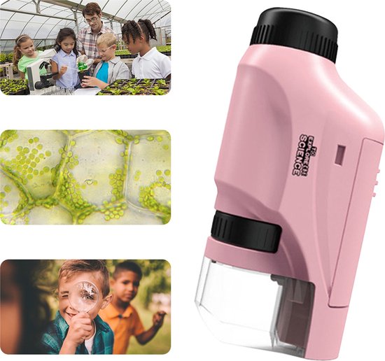 Mini lommemikroskop – LED-lys og 60x-120x zoom til pædagogisk udforskning af børn 4