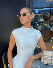 Moderne Guld Solbriller Dame - Retro Stil til Sommer, UV400 Beskyttelse, Stilfulde og Alsidige 0