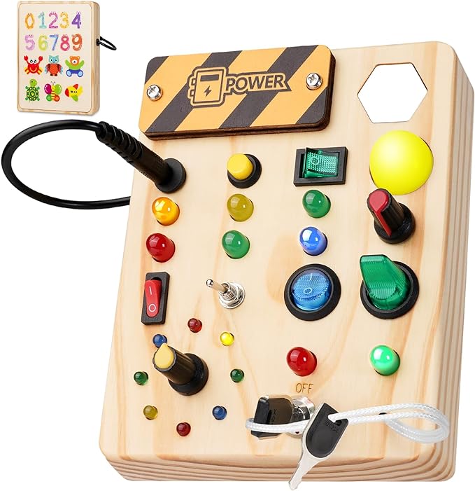 Montessori Tavle til Børn med 27 LED-Lys – Interaktivt Læringslegetøj i Børnevenligt Design, Multifarvet, 30x40 cm 0