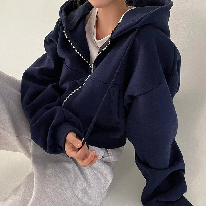 Mylah | Oversized kort jakke med hætte til damer | Varm 3