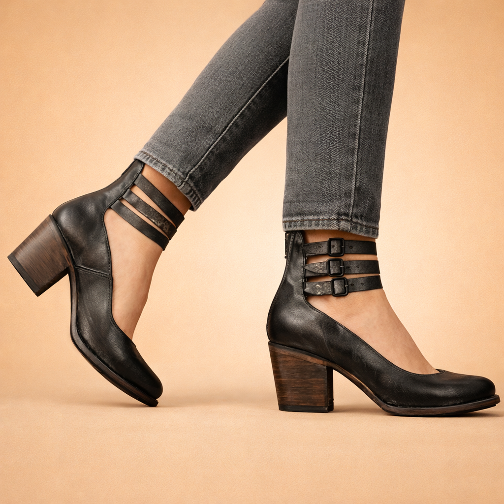 Natalia | Elegante pumps med blokhæl og stropper 0