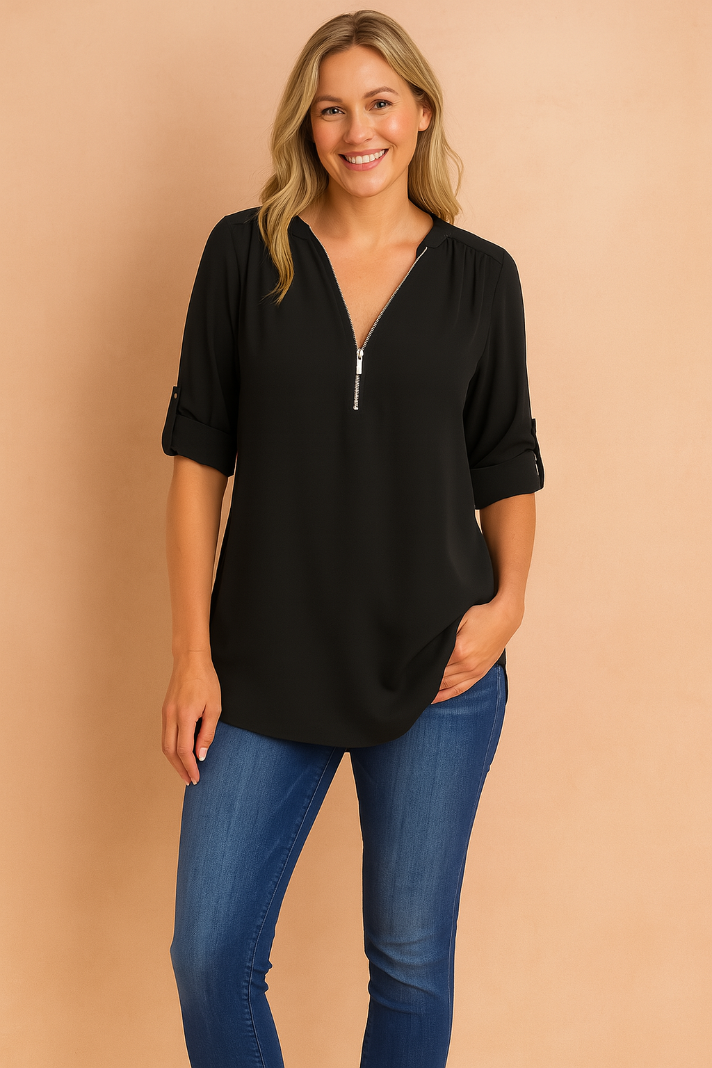 Nessa | Lynlåsbluse med 3/4 ærmer 4