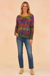 Nina | Farverig ternet sweater 1