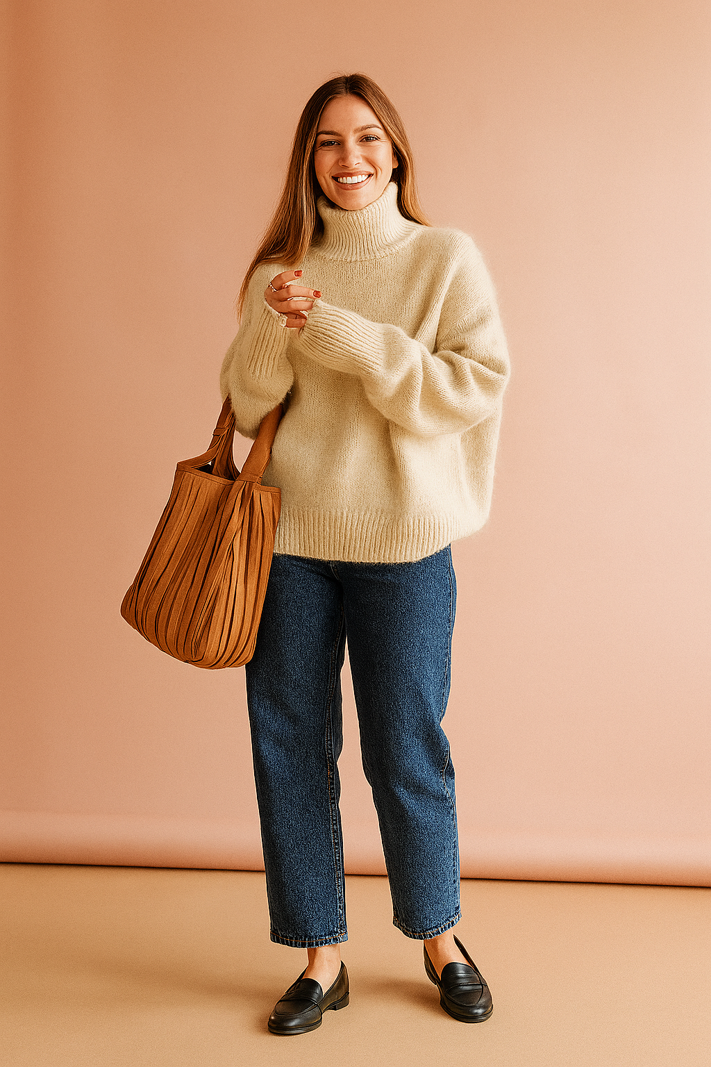 Nina | Oversized rullekravetrøje med lange ærmer 0