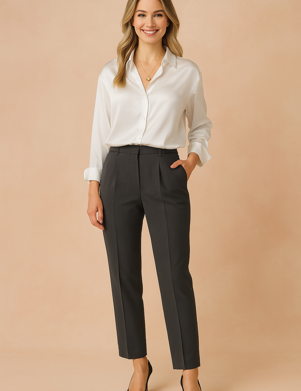 Noa | Klassisk skjortebluse med let glans 1