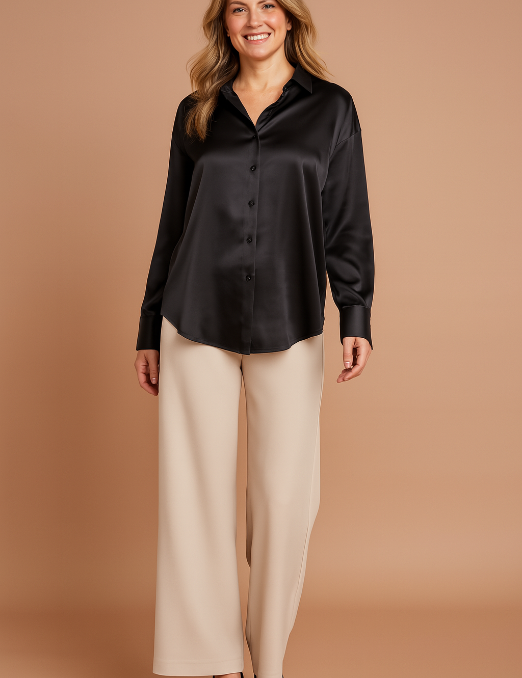 Noa | Klassisk skjortebluse med let glans 3