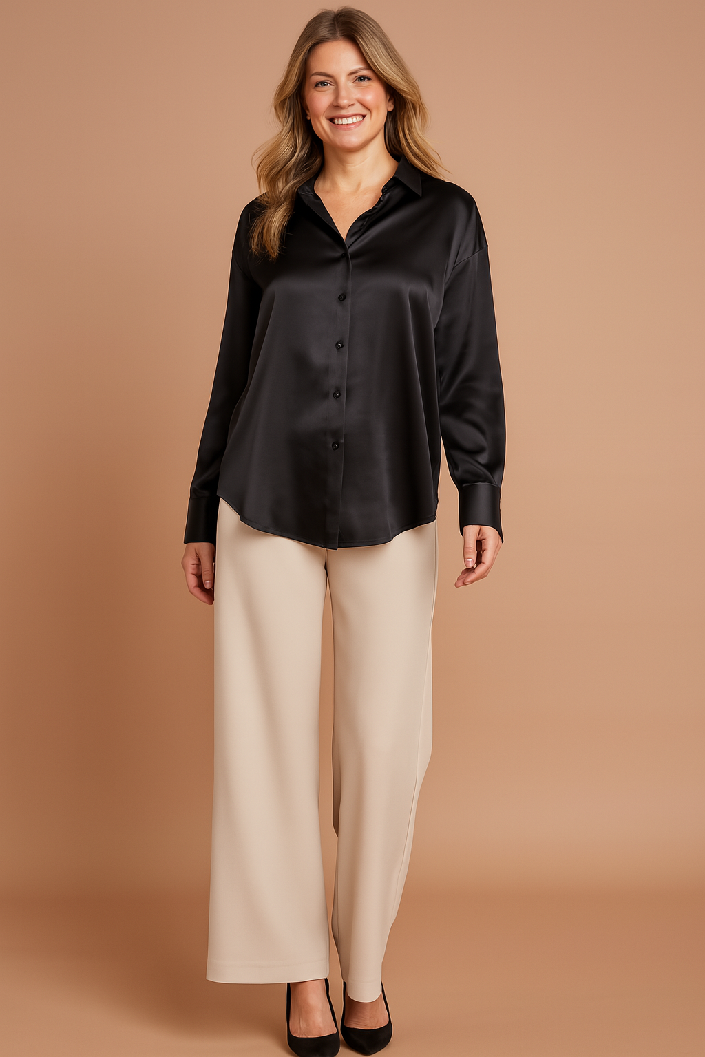 Noa | Klassisk skjortebluse med let glans 3