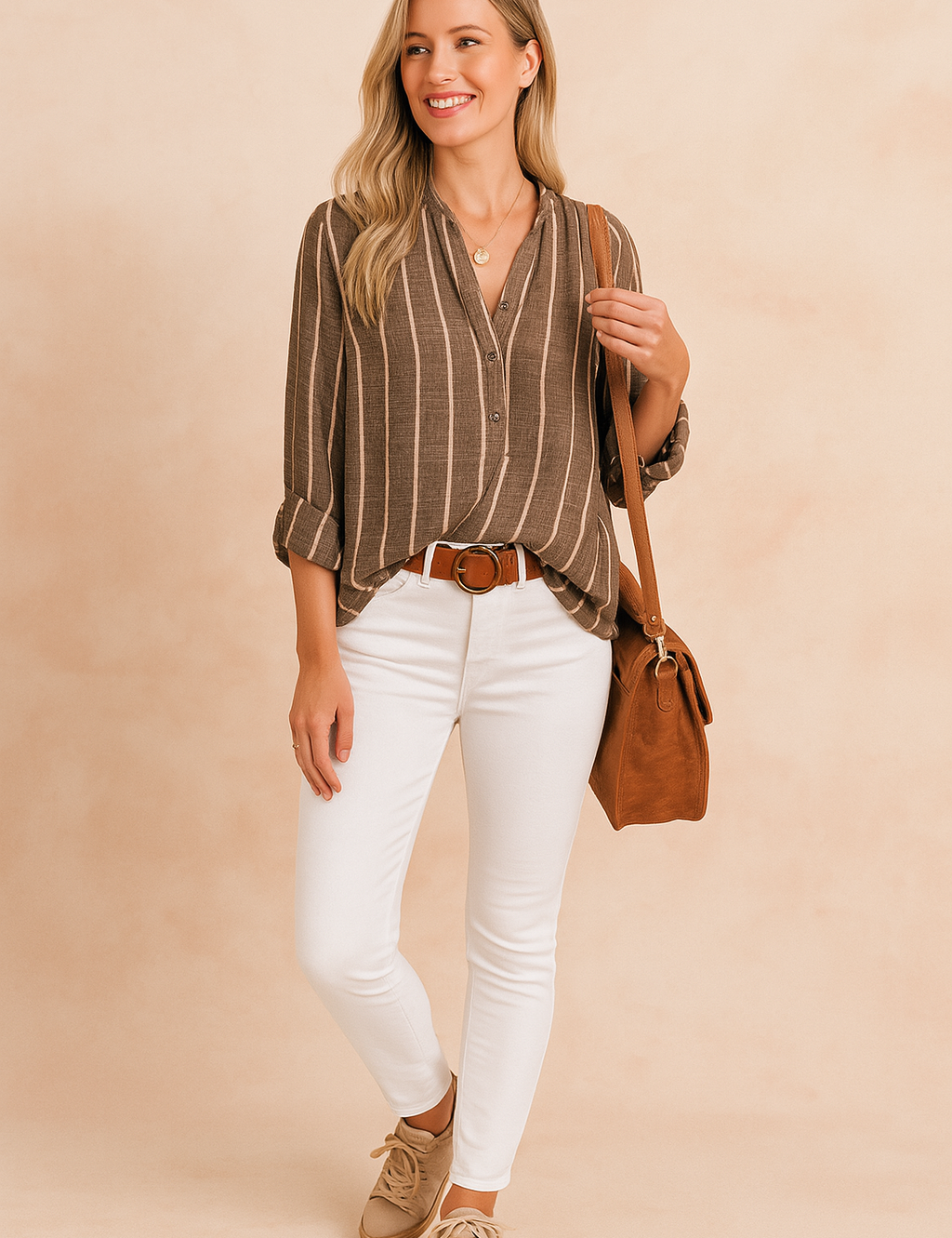 Nori | Stribet bluse med krave og knapper 1
