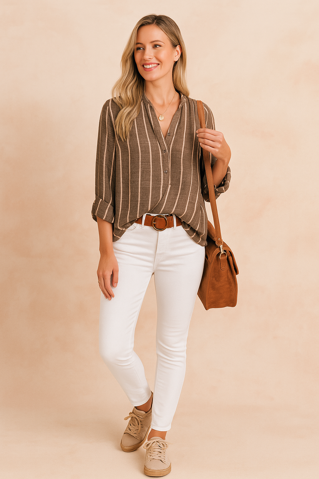 Nori | Stribet bluse med krave og knapper 1