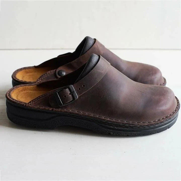 Orion Damen Leder Clogs mit orthopädischer Sohle 0