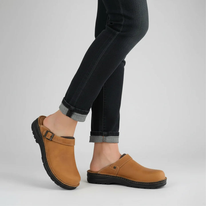 Orion Damen Leder Clogs mit orthopädischer Sohle 1