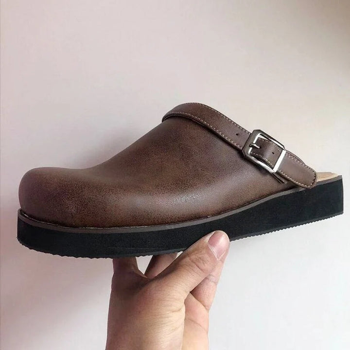 Orion Damen Leder Clogs mit orthopädischer Sohle 2