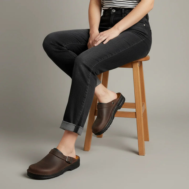 Orion Damen Leder Clogs mit orthopädischer Sohle 3