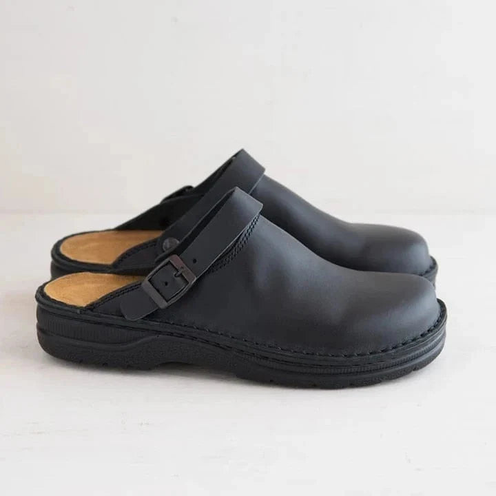 Orion Damen Leder Clogs mit orthopädischer Sohle 4