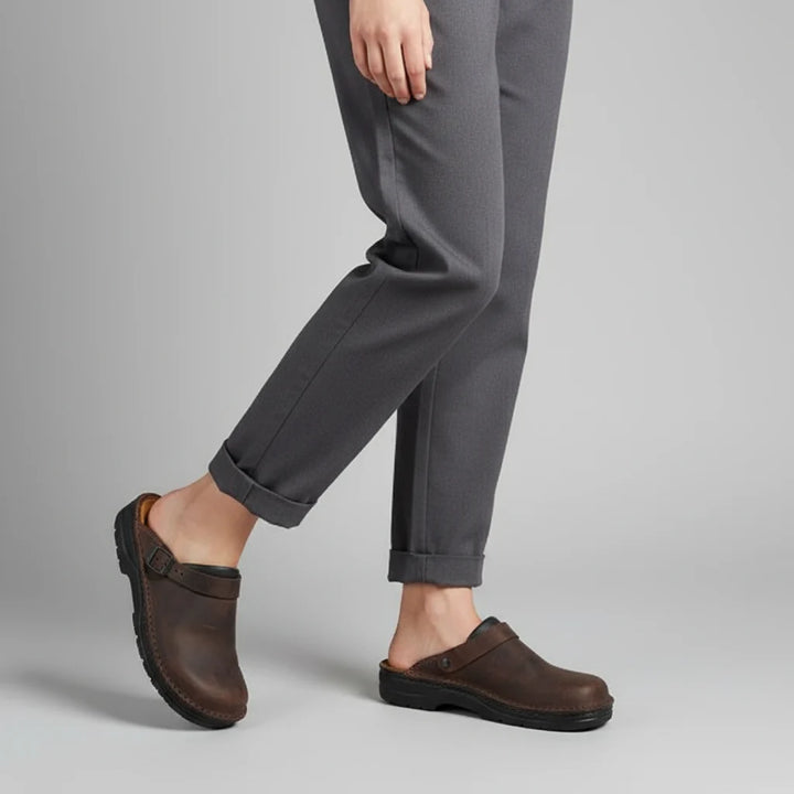 Orion Damen Leder Clogs mit orthopädischer Sohle 6