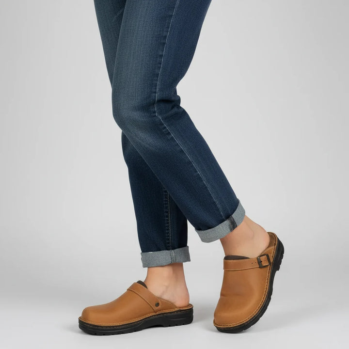 Orion Damen Leder Clogs mit orthopädischer Sohle 8