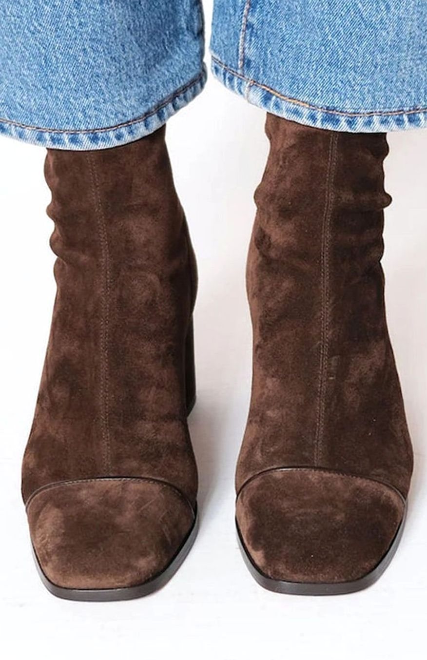 Orthopädische Damen Ankle Boots mit Arch Support und Blockabsatz in Wildleder-Optik für Winter 0