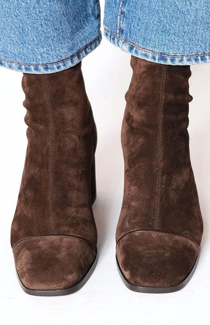 Orthopädische Damen Ankle Boots mit Arch Support und Blockabsatz in Wildleder-Optik für Winter 0