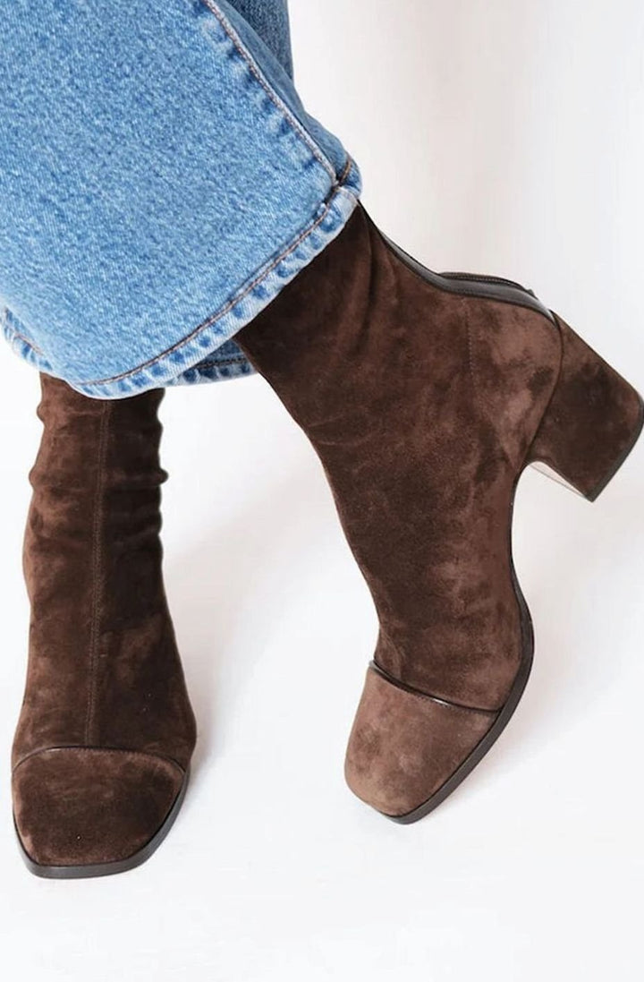 Orthopädische Damen Ankle Boots mit Arch Support und Blockabsatz in Wildleder-Optik für Winter 1