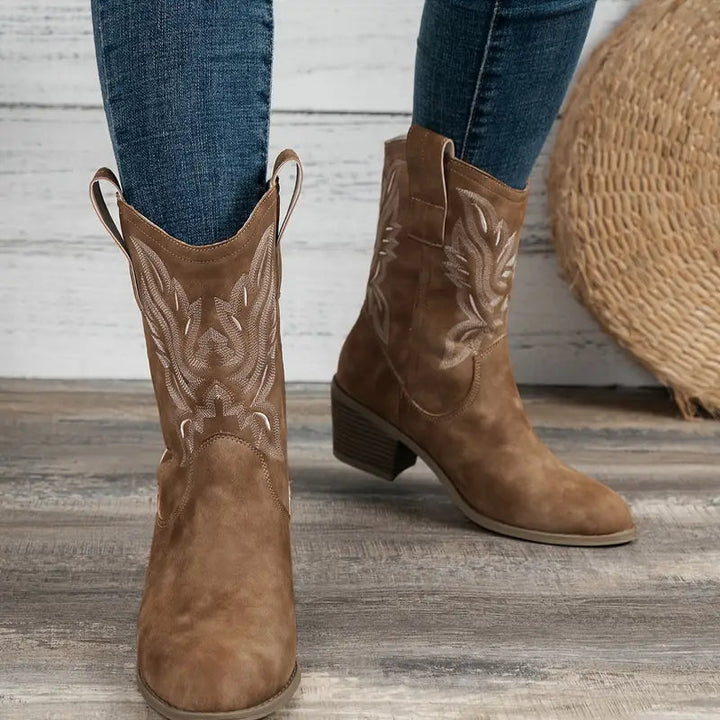 Orthopädische Damen Cowboy Stiefel mit Arch Support für stilvollen Komfort 0