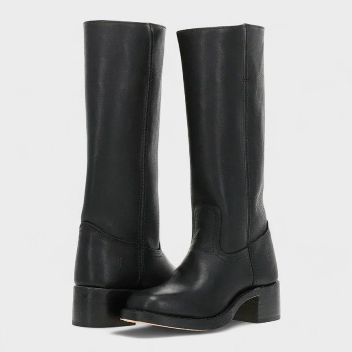Orthopädische Damen Kniehohe Westernstiefel mit Arch Support und stabilem Blockabsatz 1