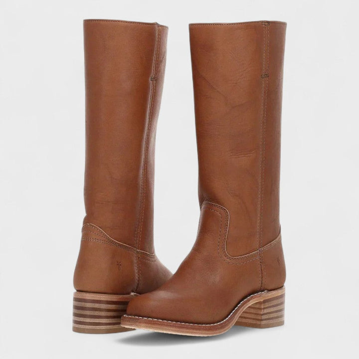 Orthopädische Damen Kniehohe Westernstiefel mit Arch Support und stabilem Blockabsatz 4
