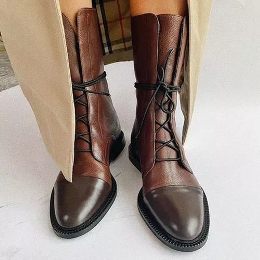 Orthopädische Damen Stiefeletten mit Arch Support Vintage Schnürboots für Herbst und Winter 0