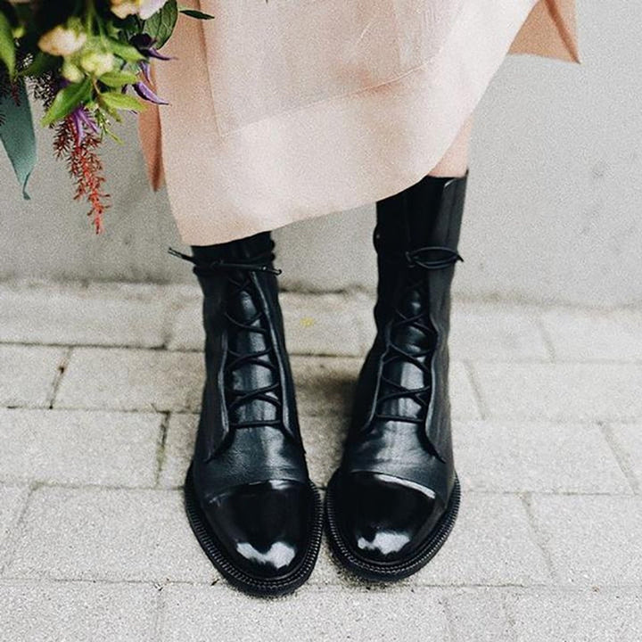 Orthopädische Damen Stiefeletten mit Arch Support Vintage Schnürboots für Herbst und Winter 2