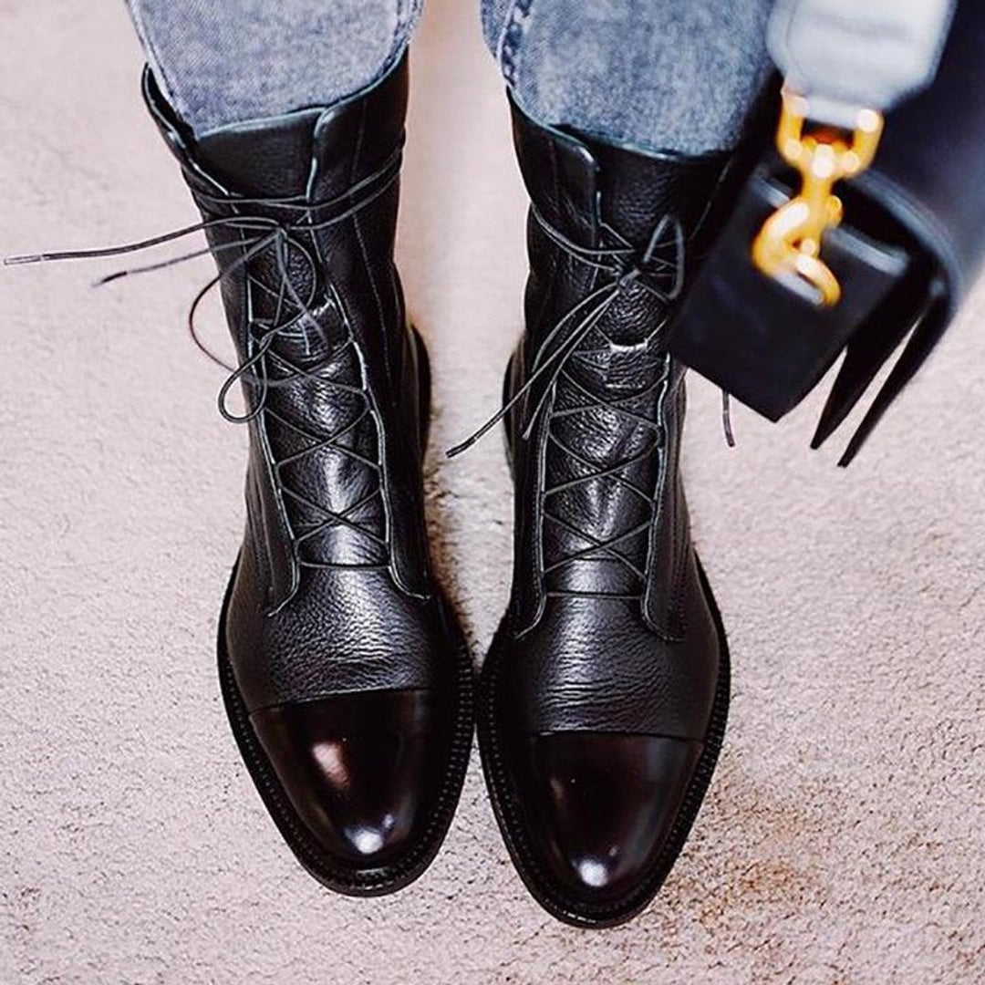 Orthopädische Damen Stiefeletten mit Arch Support Vintage Schnürboots für Herbst und Winter 4