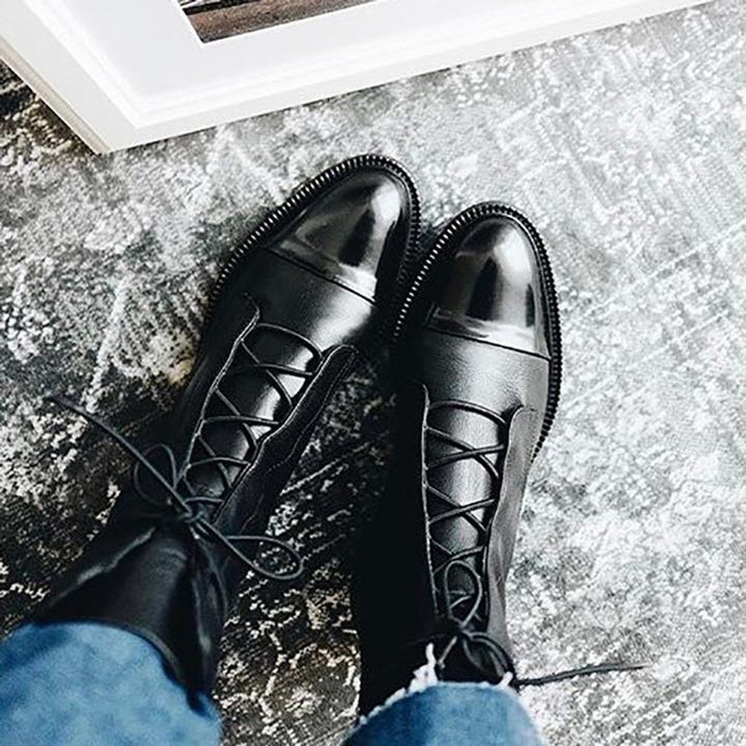 Orthopädische Damen Stiefeletten mit Arch Support Vintage Schnürboots für Herbst und Winter 5