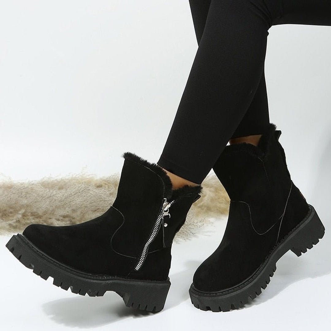 Orthopädische Damen Stiefeletten mit wärmendem Plüschfutter und Reißverschluss für sicheren Halt 0