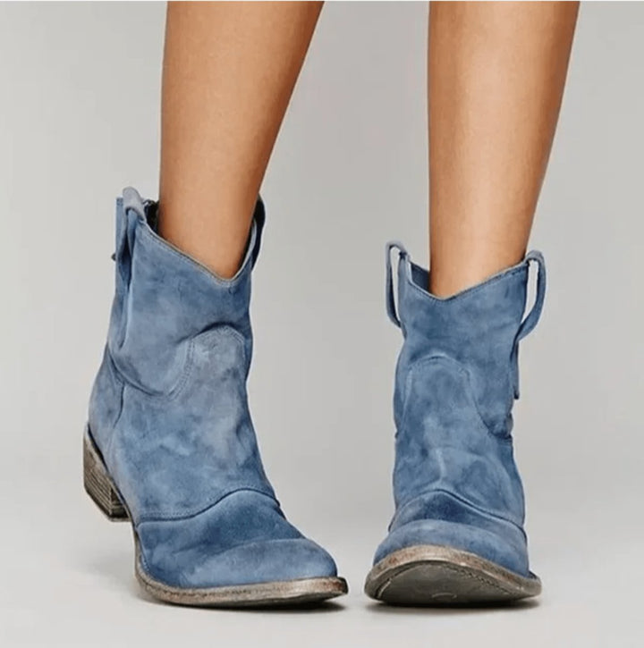 Orthopädische Damen Western Ankle Boots mit Arch Support und flachem Absatz 0