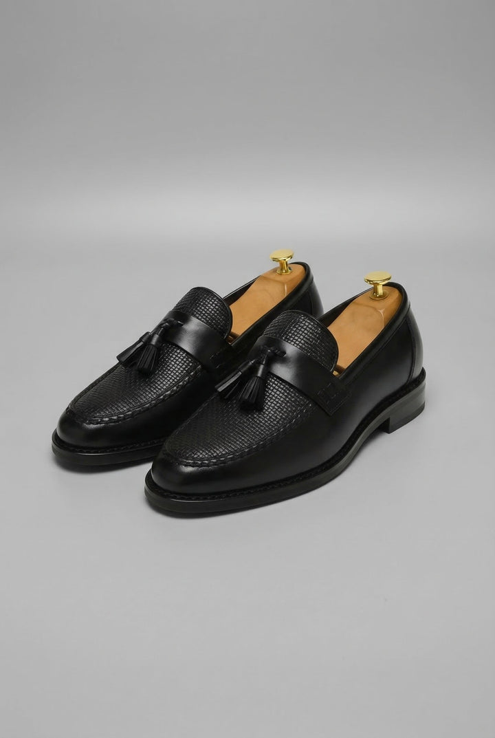 Orthopädische Herren Slipper mit Geflochtenem Design und Quasten – Klassische Loafer mit Arch Support 0