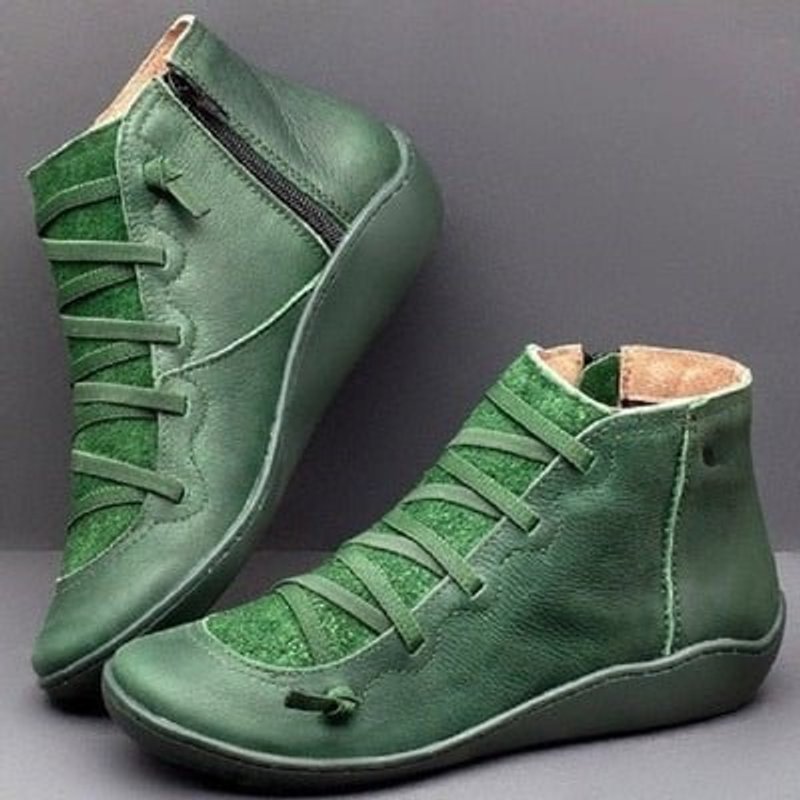 Orthopädische Stiefeletten Damen mit Arch Support, Schnürung & seitlichem Reißverschluss, knöchelhoch 0