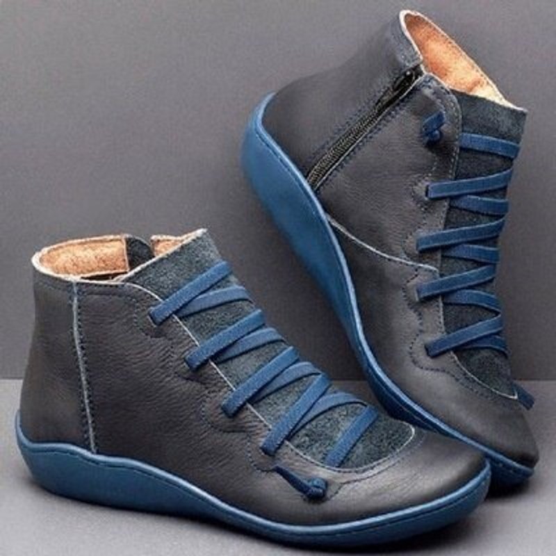 Orthopädische Stiefeletten Damen mit Arch Support, Schnürung & seitlichem Reißverschluss, knöchelhoch 4