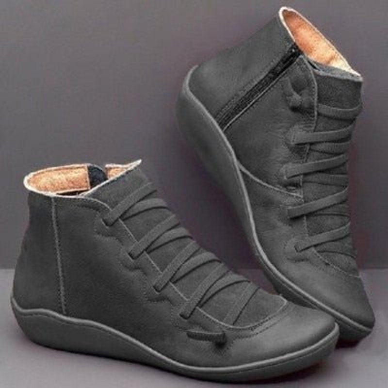 Orthopädische Stiefeletten Damen mit Arch Support, Schnürung & seitlichem Reißverschluss, knöchelhoch 5