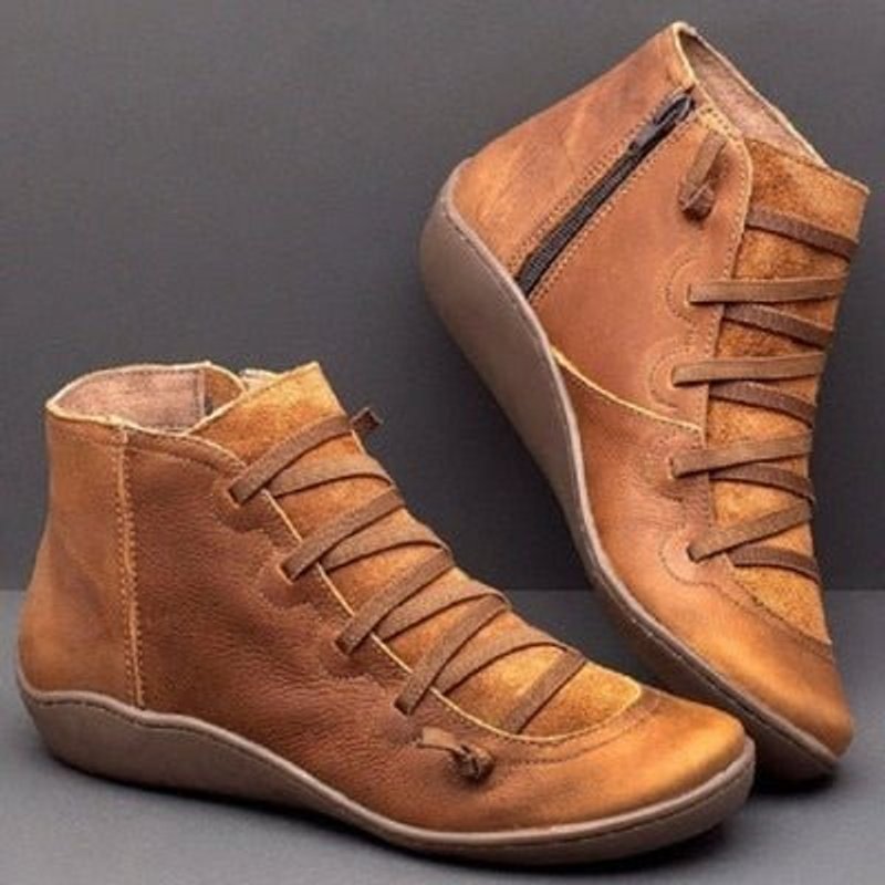 Orthopädische Stiefeletten Damen mit Arch Support, Schnürung & seitlichem Reißverschluss, knöchelhoch 6