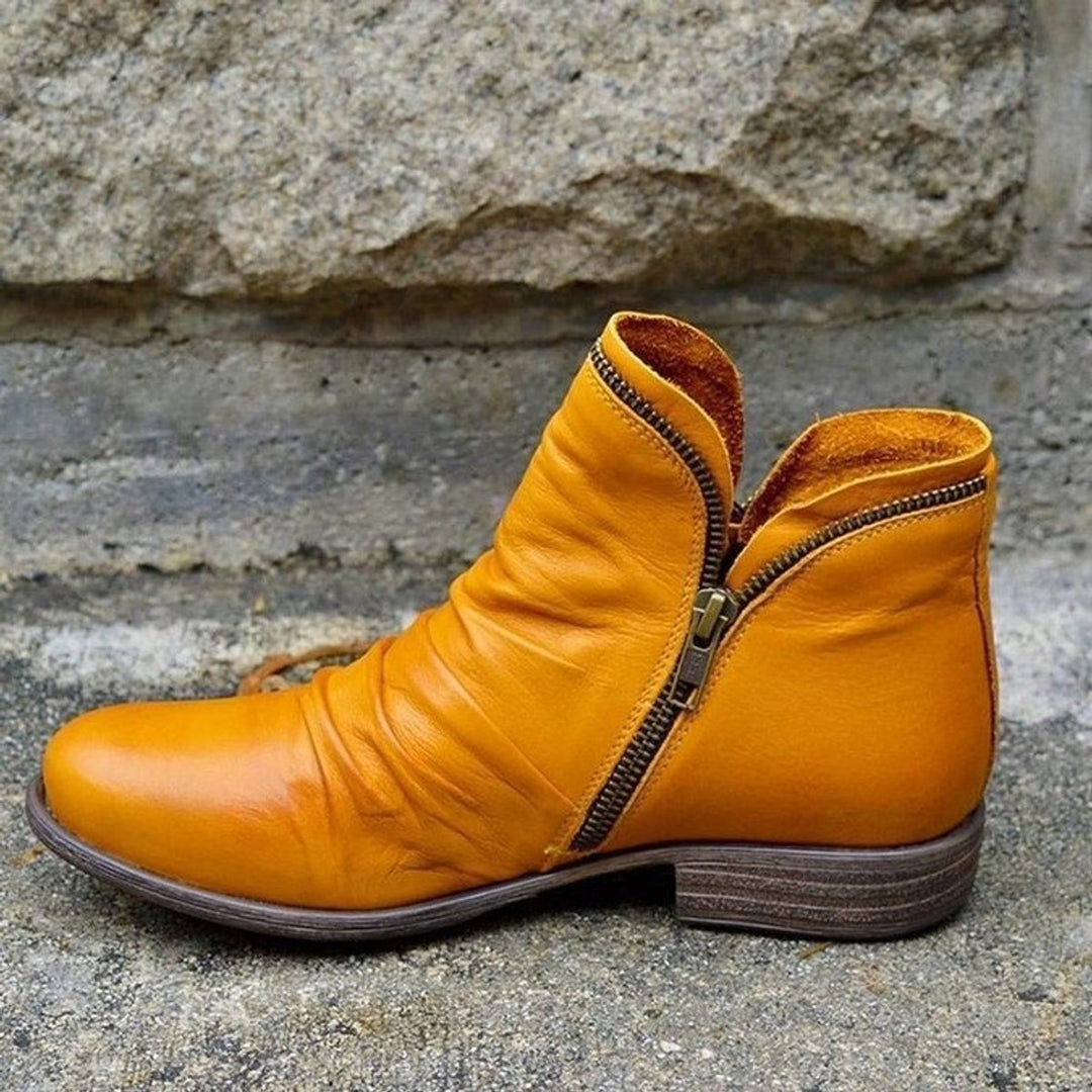 Orthopädische Stiefeletten Damen mit Reißverschluss und Falten Design für Herbst und Winter 3