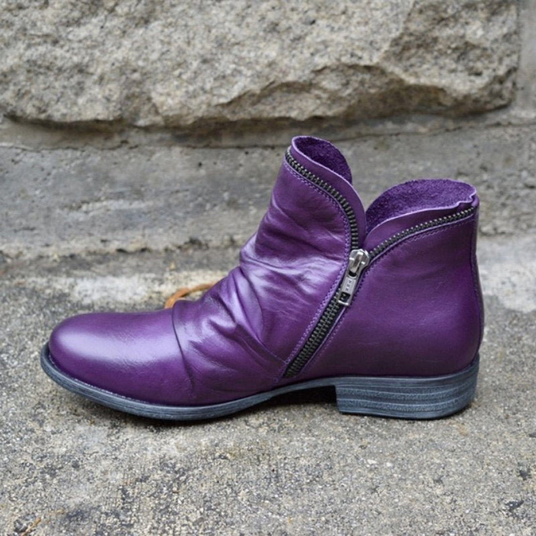 Orthopädische Stiefeletten Damen mit Reißverschluss und Falten Design für Herbst und Winter 5