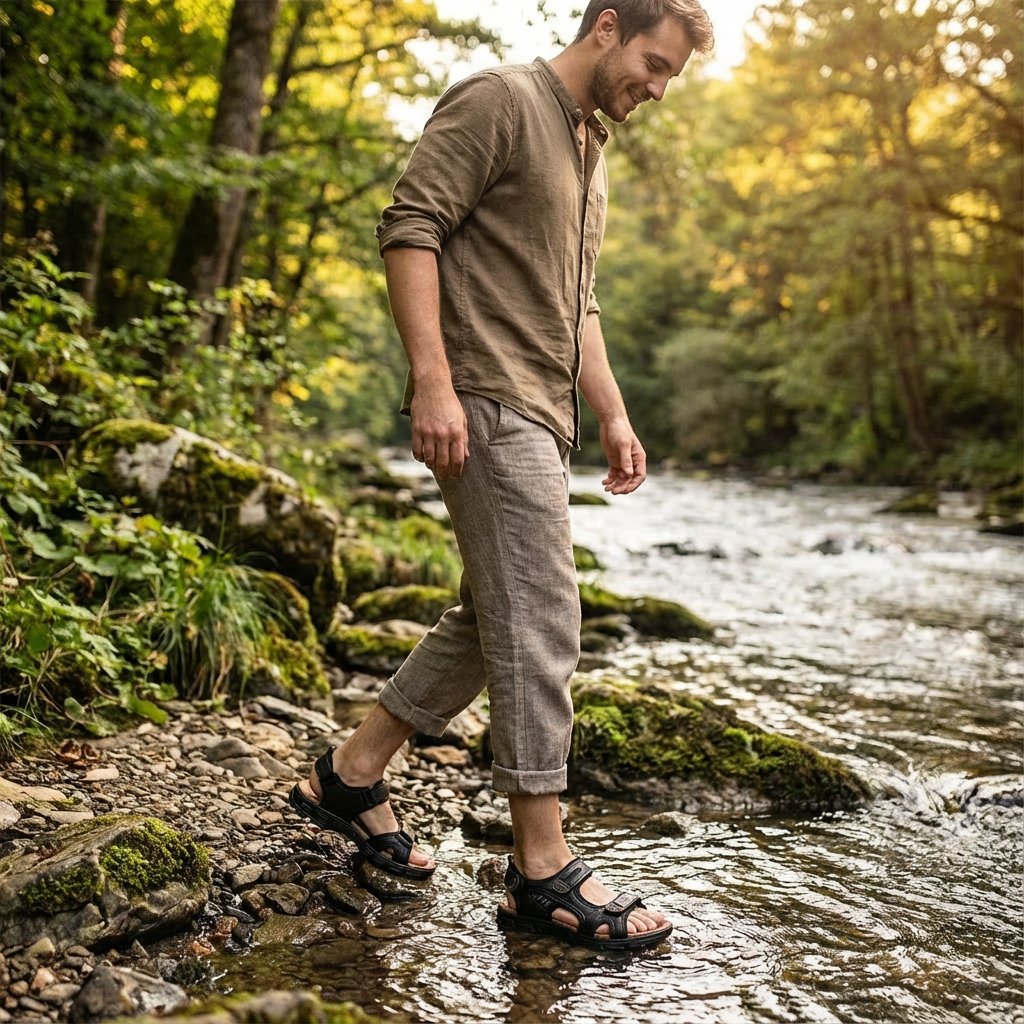 Orthopädische Unisex Trekkingsandalen mit verstellbarem Klettverschluss und griffiger Laufsohle 1