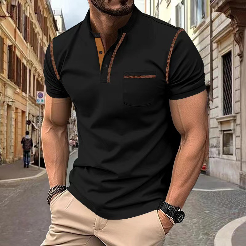Polo Shirt Mænd - Sporty Elegant Poloshirt Til Mænd Med Kontrastdetaljer & Praktisk Brystlomme 0