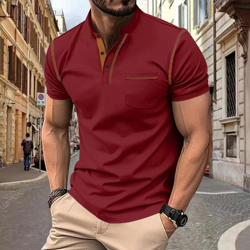 Polo Shirt Mænd - Sporty Elegant Poloshirt Til Mænd Med Kontrastdetaljer & Praktisk Brystlomme 2