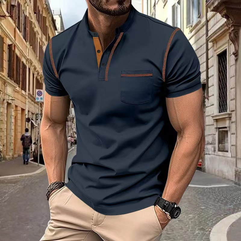 Polo Shirt Mænd - Sporty Elegant Poloshirt Til Mænd Med Kontrastdetaljer & Praktisk Brystlomme 5